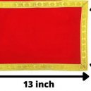Aasan | Pooja Mat Aasan | Red Velvet Aasan Decorative Cloth for Multipurpose Pooja Decorations  9" x 13"