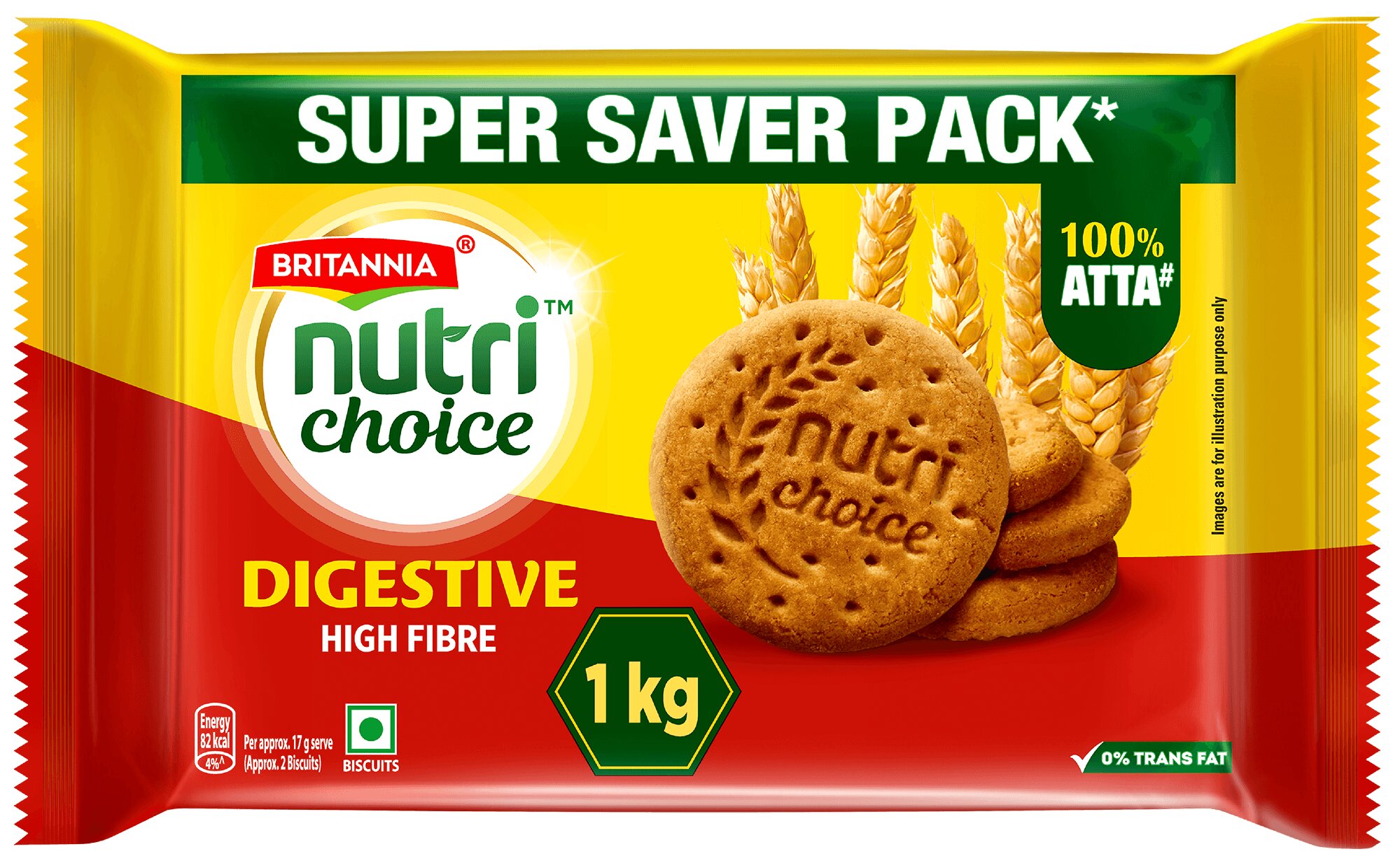 BRITANNIA NUTRI CHOICE DIGESTIVE BISCUITS 5X192 GM