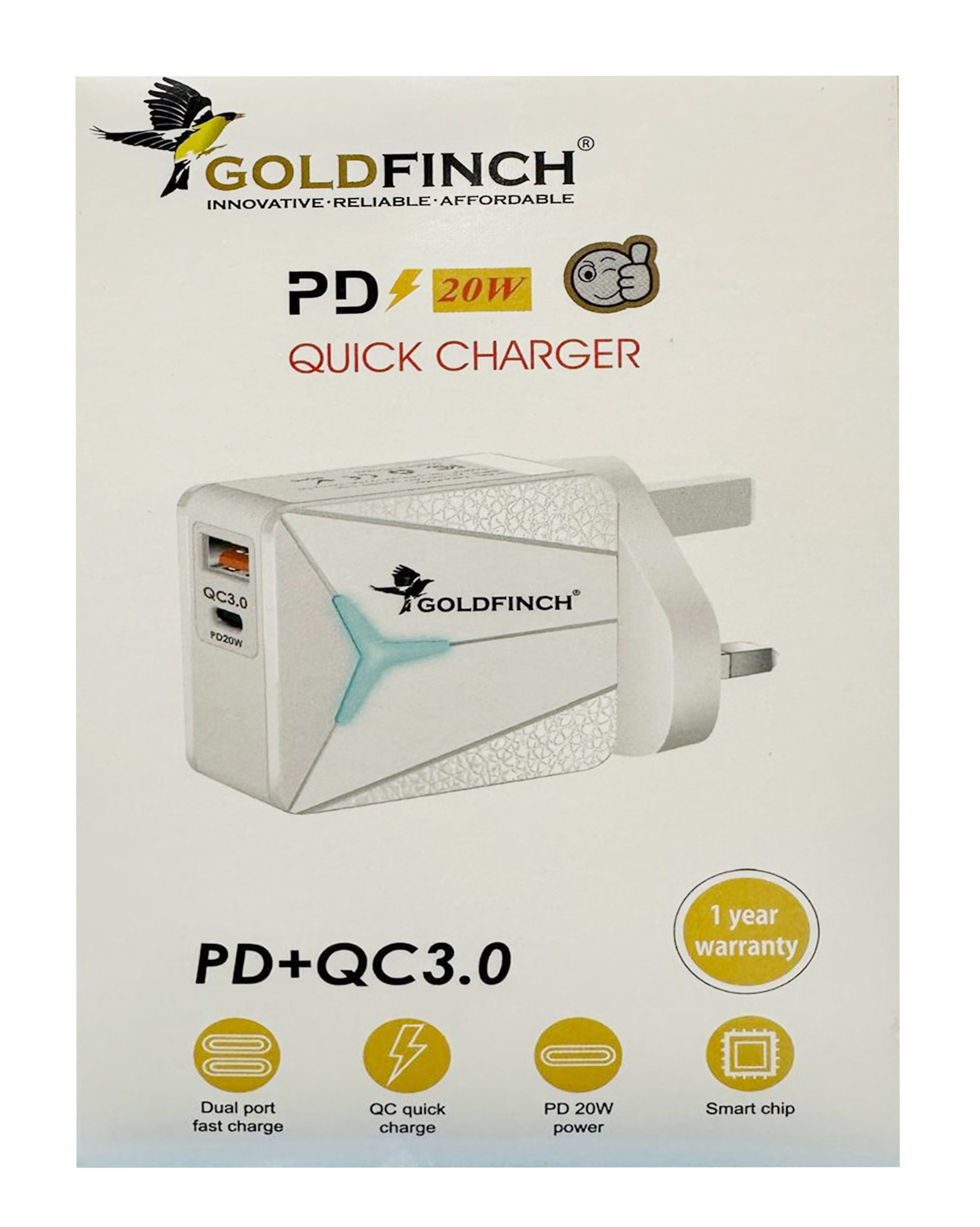 GOLDFINCH QUICK CHARGER 20W PD+QC3.0 (GF-4001)