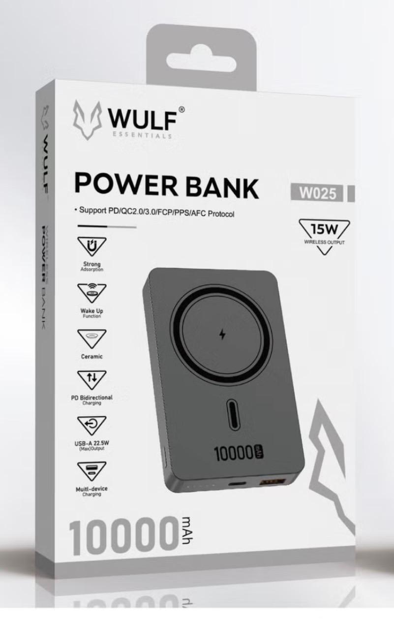 WULF POWER BANK 10000mAh WIRELESS OUTPUT 15W (W025)