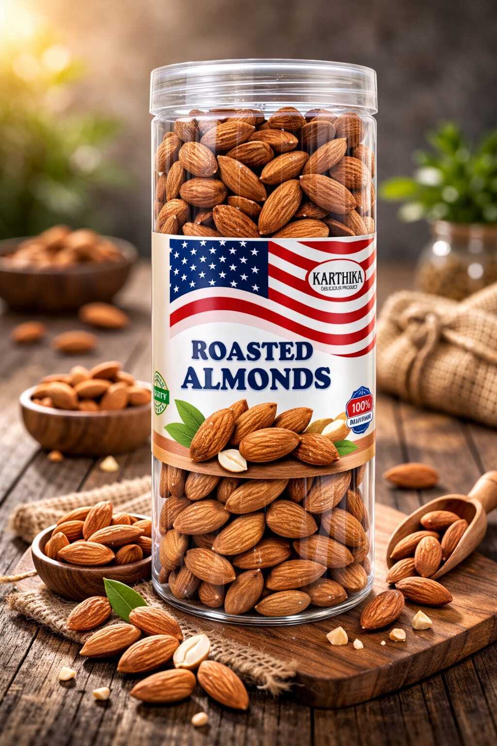 KARTHIKA ALMONDS ROASTED JAR 600 GM