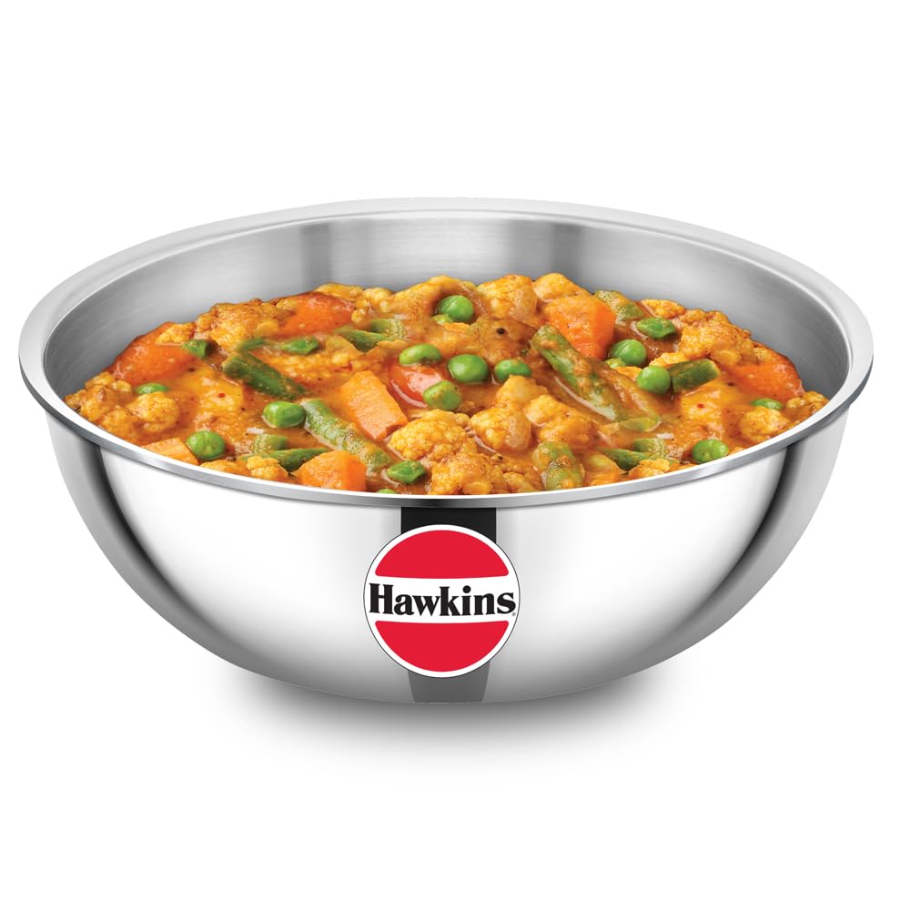 Hawkins Tri-Ply Stainless Steel Metro Kadhai 2.5L | Tasla | 22cm Diameter | SSTA25