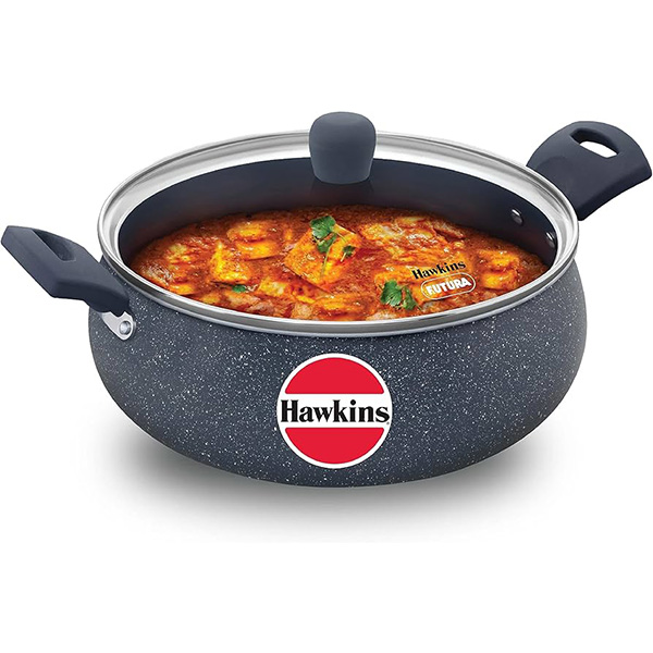 Hawkins Ceramic Nonstick Handi with Glass Lid 5L | Induction Compatible | ICH50G