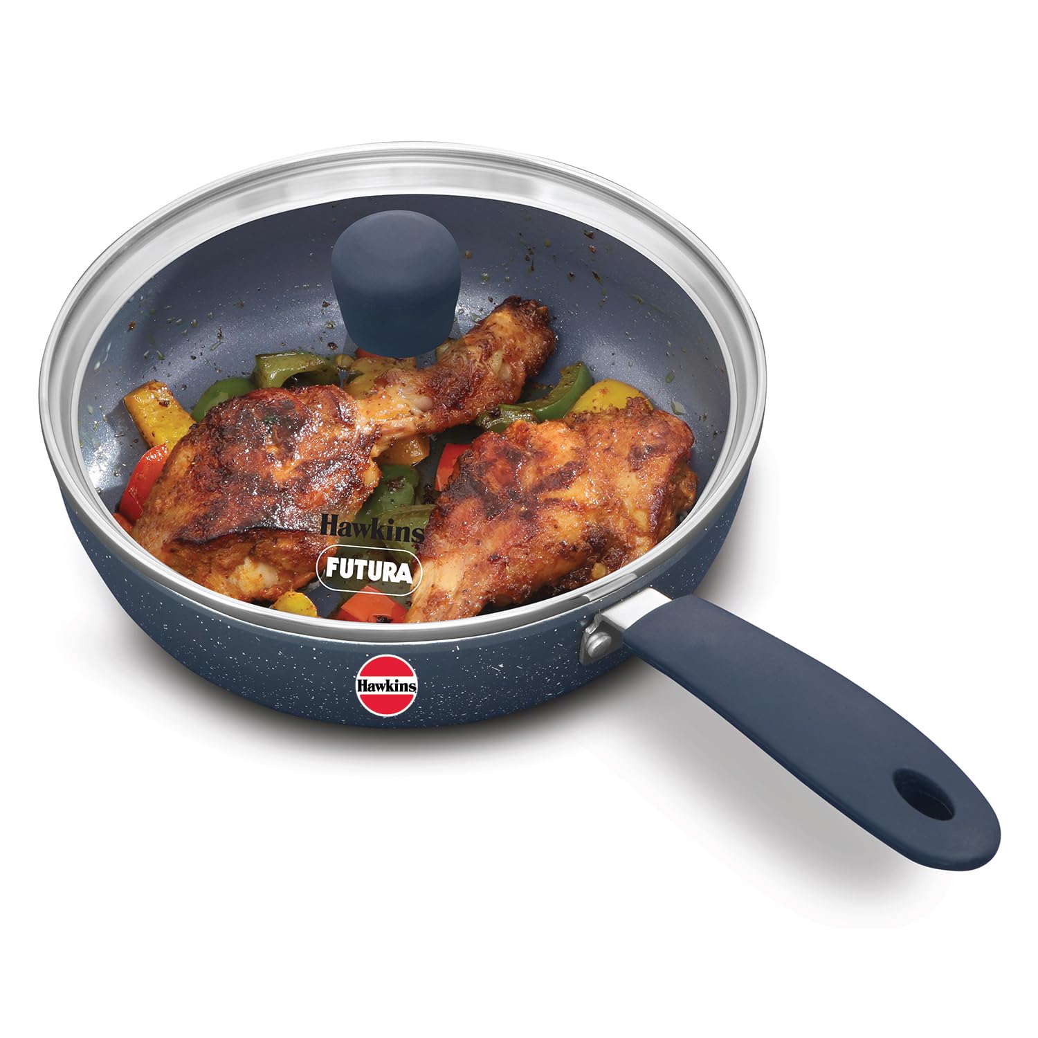 Hawkins Ceramic Nonstick Frying Pan with Glass Lid 19cm | Induction Compatible | ICF19G