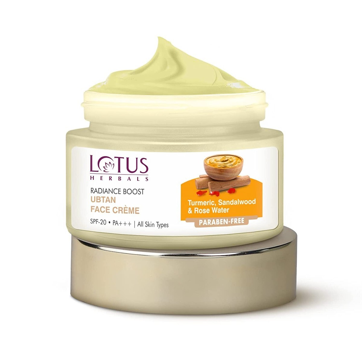 Lotus Herbals Radiance Boost Ubtan Face Creme SPF 20 - 50g