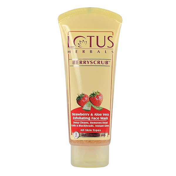 Lotus Herbals Berryscrub Strawberry & Aloe Vera Exfoliating Face Wash 120g