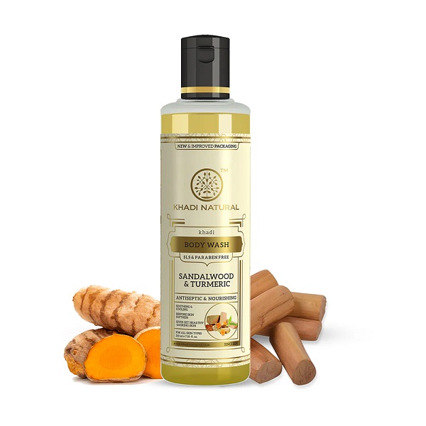 Khadi Natural Sandalwood & Turmeric Body Wash- Sls & Paraben Free-210 ml
