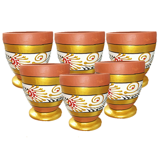 Clay Glass Painted 6pcs