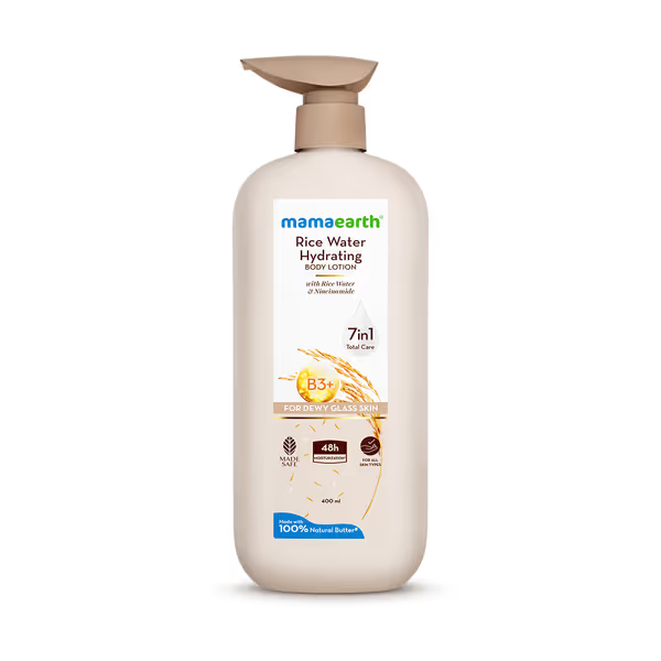 Mamaearth Rice Water Hydrating Body Lotion with Niacinamide 7in1 Total Care 400ml