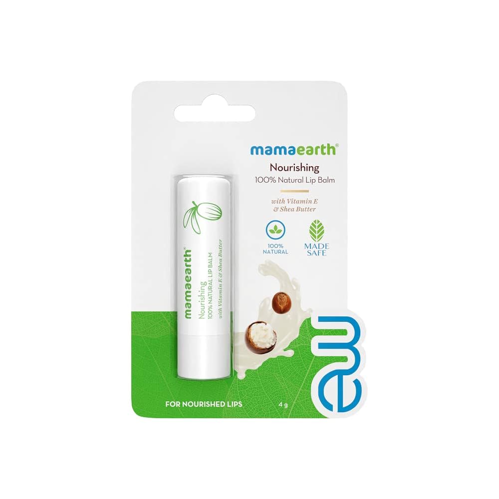 Mamaearth Nourishing 100% Natural Lip Balm with Vitamin E and Shea Butter 4g